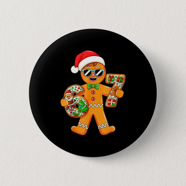 Macaron Rond 5 Cm Funny Gingerbread Six Seven 67 Gingerbread Man Xma (Devant)