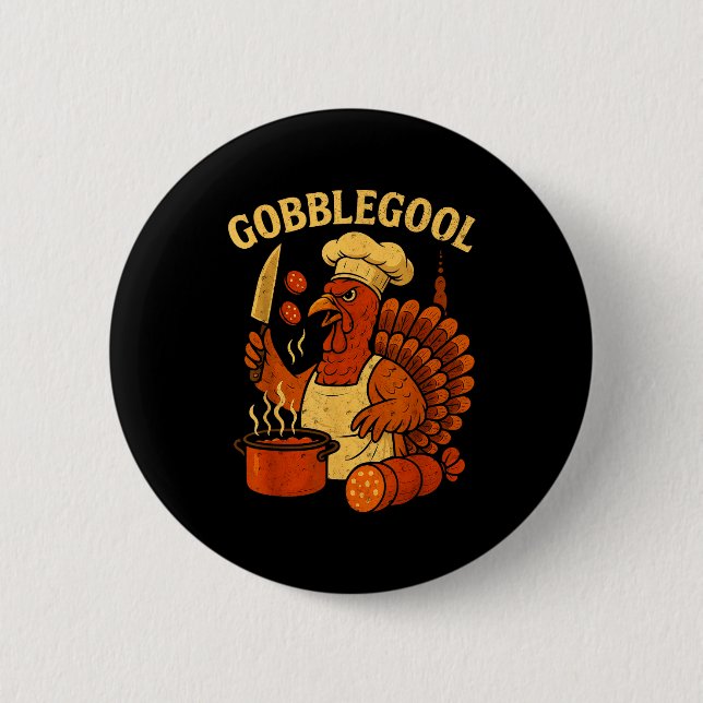 Macaron Rond 5 Cm Funny Gobbol Italian Gobble Turkey Day Fall Thanks (Devant)