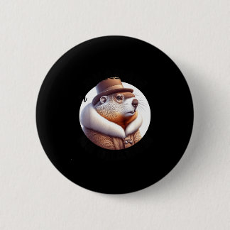 Macaron Rond 5 Cm Funny Goundhog Graphic