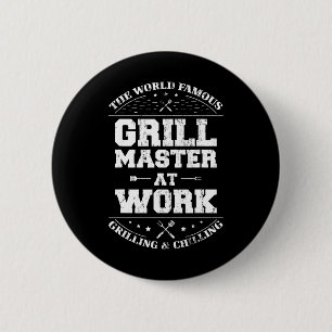 Macaron Rond 5 Cm Funny Grill Master Barbecue Chef Fumé Viande Lover