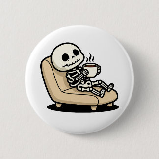 Macaron Rond 5 Cm Funny Grim Reaper Drinking Coffee | "Dead Inside" 