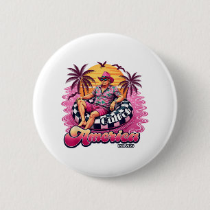 Macaron Rond 5 Cm Funny Gulf Of Usa America 2025 Plage Rose Trump 20