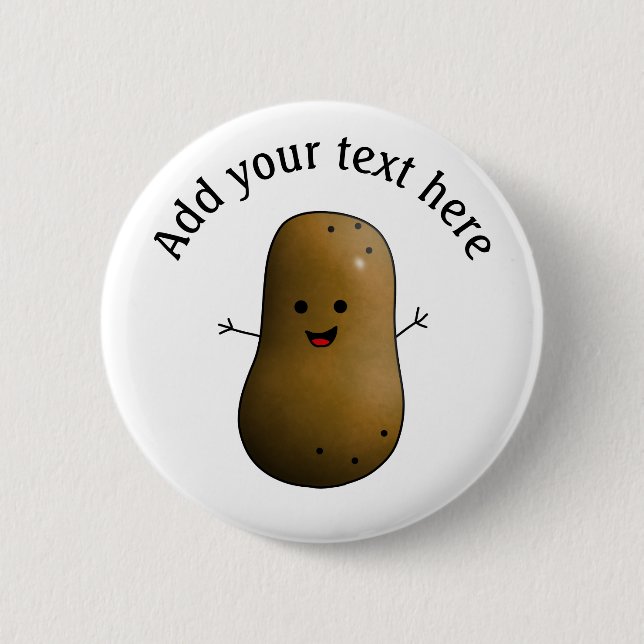Macaron Rond 5 Cm Funny Happy Potato Personnalisé (Devant)