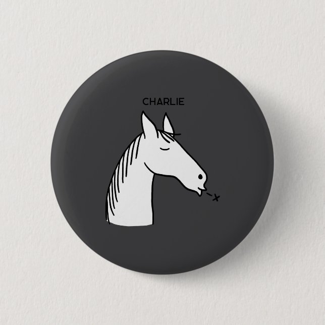 Macaron Rond 5 Cm Funny Horse D  (Devant)
