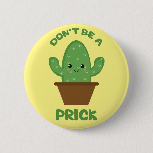 Macaron Rond 5 Cm Funny Humour Cactus (Devant)