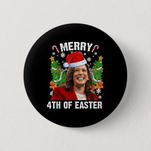 Macaron Rond 5 Cm Funny Kamala Harris Noël Santa Hat Joyeux 4e