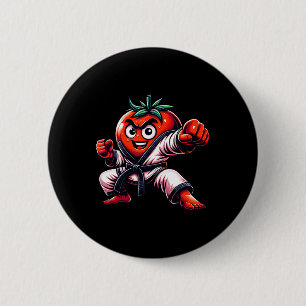 Macaron Rond 5 Cm Funny Karate Tomato Design Pour Les Amateurs D'Art