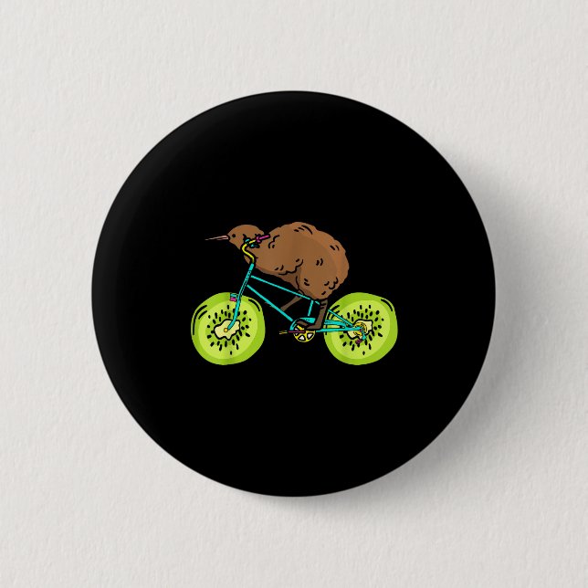 Macaron Rond 5 Cm Funny Kiwi Biker Cycling Gift New Zealand  (Devant)