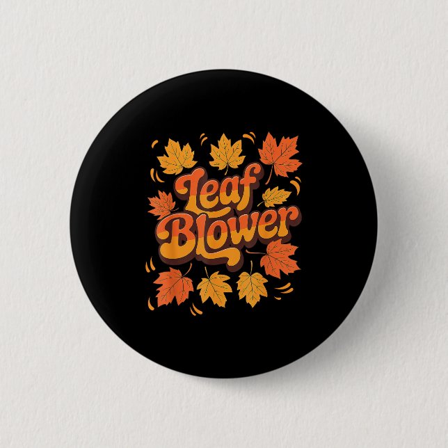 Macaron Rond 5 Cm Funny Leaf Blower Fall Costume Couple Halloween Ma (Devant)