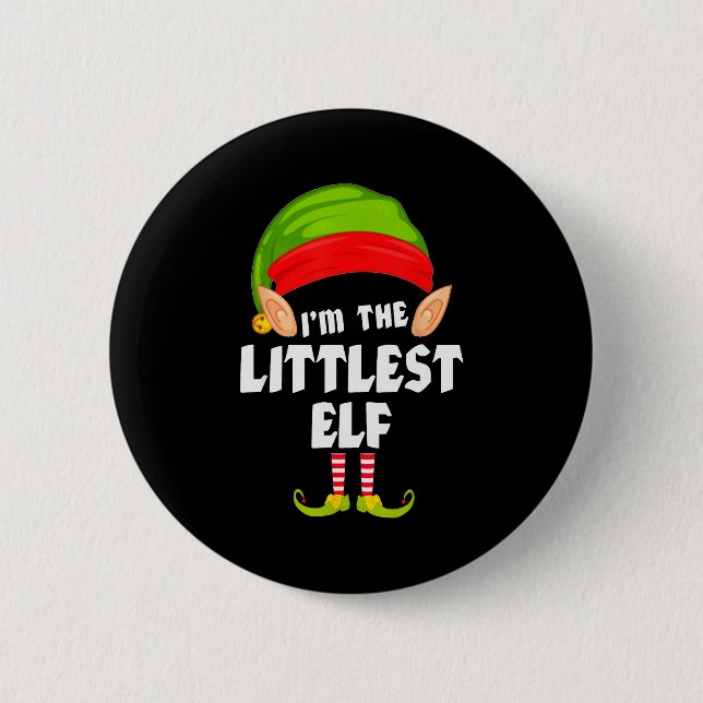 Macaron Rond 5 Cm Funny Littlest Elf Matching Family Group Pj Christ (Devant)