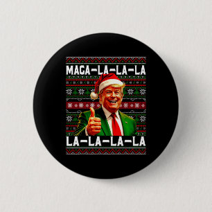 Macaron Rond 5 Cm Funny Mega-la-la-Trump Santa Hat Vilain Noël