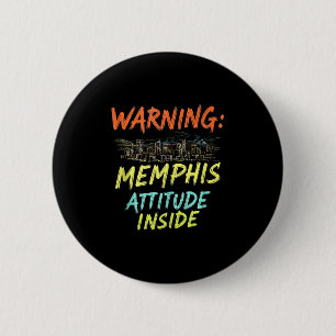 Macaron Rond 5 Cm Funny Memphis Tennessee nuit Skyline Vintage réser