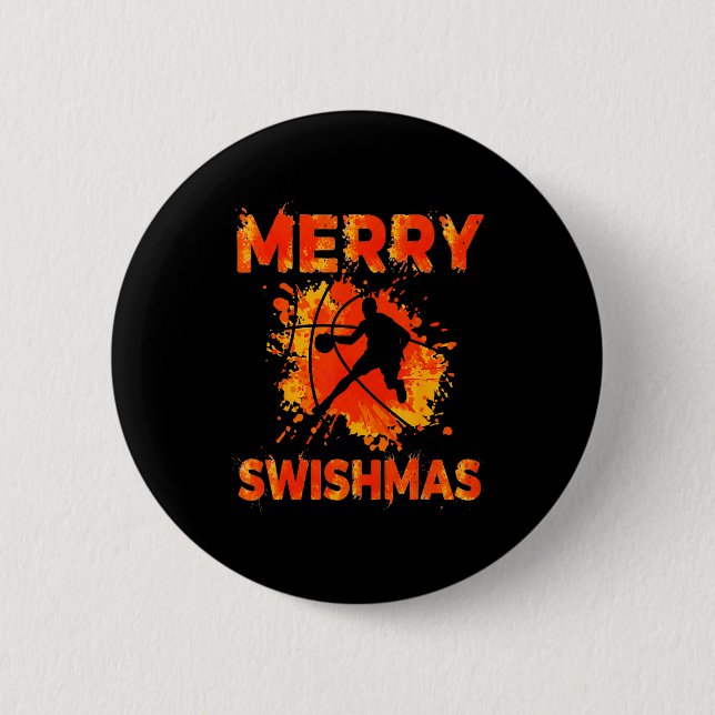 Macaron Rond 5 Cm Funny Merry Swishmas Ugly Christmas Basketball Pla (Devant)