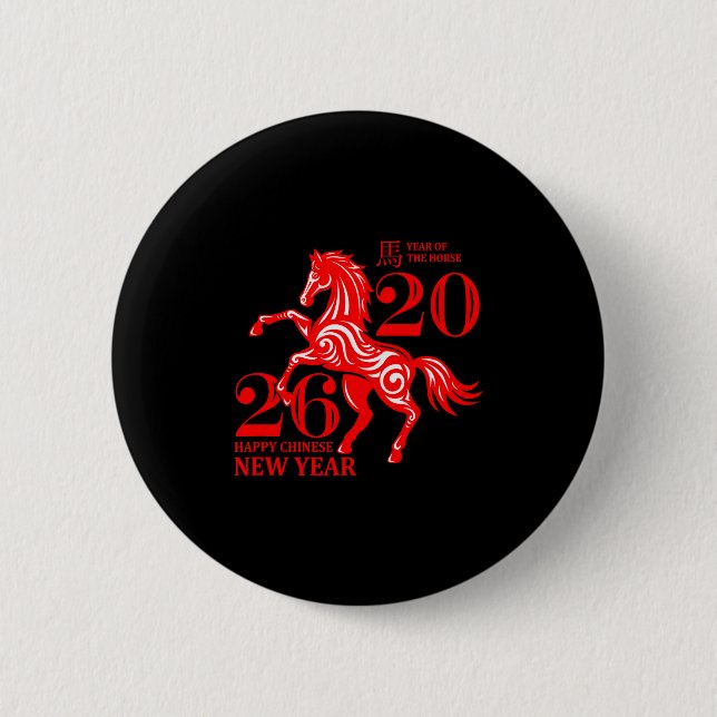 Macaron Rond 5 Cm Funny New Years - Happy Chinese New Year 2026 - Fi (Devant)
