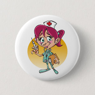 Macaron Rond 5 Cm Funny nurse cartoon personalized
