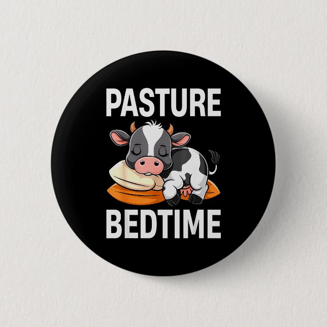 Macaron Rond 5 Cm Funny Pasture Bedtime Cute Cow Pajamas Pj Sleep  (Devant)