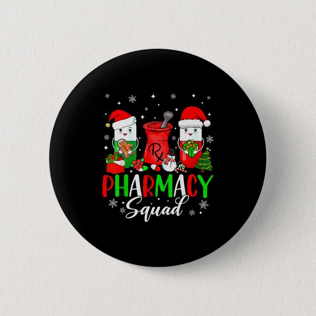 Macaron Rond 5 Cm Funny Pharmacy Tech Squad Christmas Matching Holid (Devant)