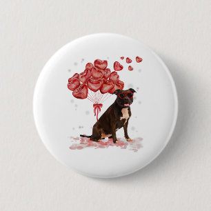 Macaron Rond 5 Cm Funny Pitbull Coeur Valentines Jour Chien Papa Mam