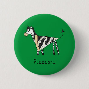 Macaron Rond 5 Cm Funny Pizza Zebra mignonne Cartoon Enfants