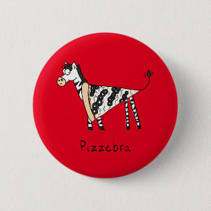 Macaron Rond 5 Cm Funny Pizza Zebra mignonne Cartoon Enfants