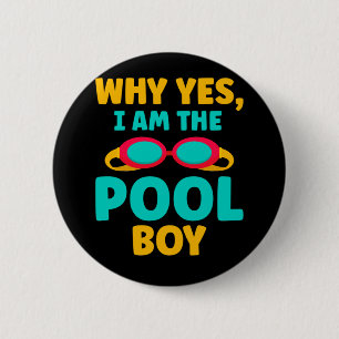 Macaron Rond 5 Cm Funny Pool Boy Swimmer Fun Swimming
