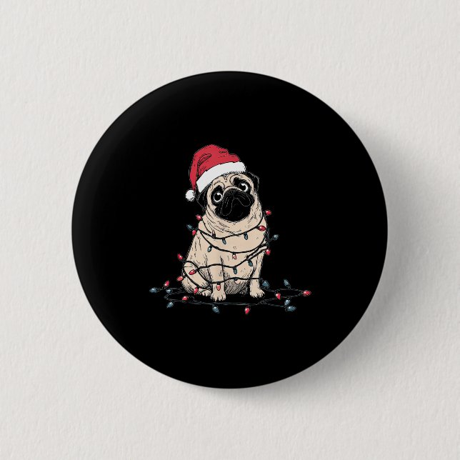 Macaron Rond 5 Cm Funny Pug Christmas Graphics Dog Lights Lover Owne (Devant)