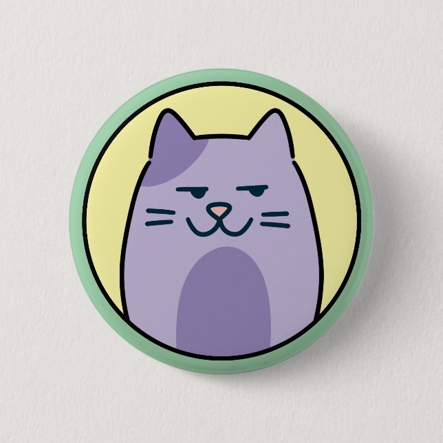 Macaron Rond 5 Cm Funny Purple Cat With Side Eye (Devant)