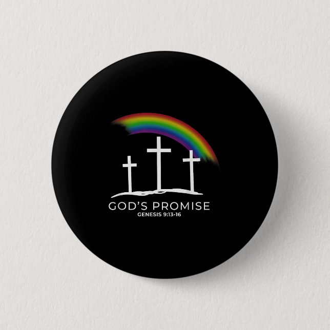 Macaron Rond 5 Cm Funny Rainbow Christ Cross - Christian Quote God's (Devant)