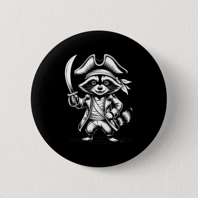 Macaron Rond 5 Cm Funny Rate Raccoon  (Devant)