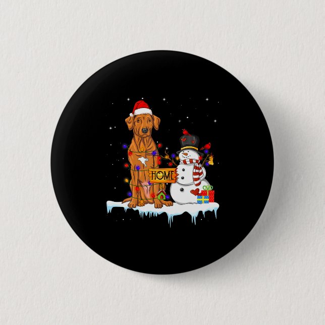 Macaron Rond 5 Cm Funny Rhodesian Ridgeback Dog Christmas Snowman Xm (Devant)