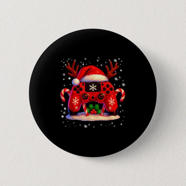 Macaron Rond 5 Cm Funny Rudolph Game Controller Christmas Xmas Boy K (Devant)