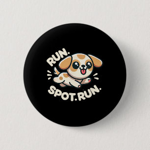 Macaron Rond 5 Cm Funny Run Spot Run Chien Humour