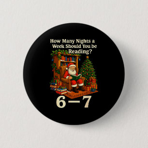 Macaron Rond 5 Cm Funny Santa lisant 67 Meme Tee Noël Enseignant