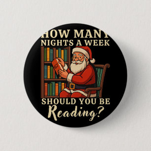 Macaron Rond 5 Cm Funny Santa lisant 67 Meme Tee Noël Enseignant