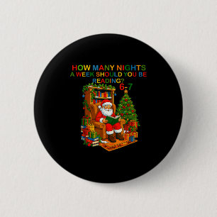 Macaron Rond 5 Cm Funny Santa lisant 67 Meme Tee Noël Enseignant