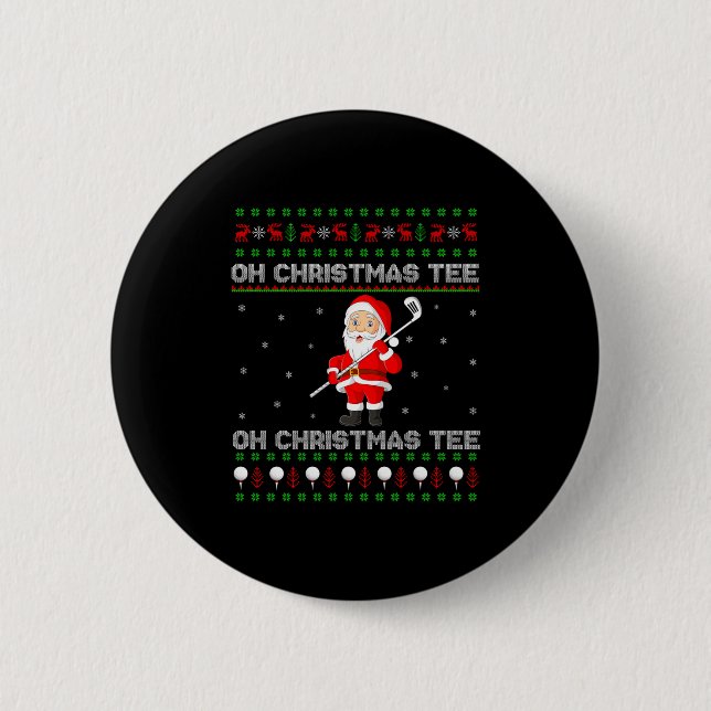 Macaron Rond 5 Cm Funny Santa Playing Golf Srts Christmas  (Devant)