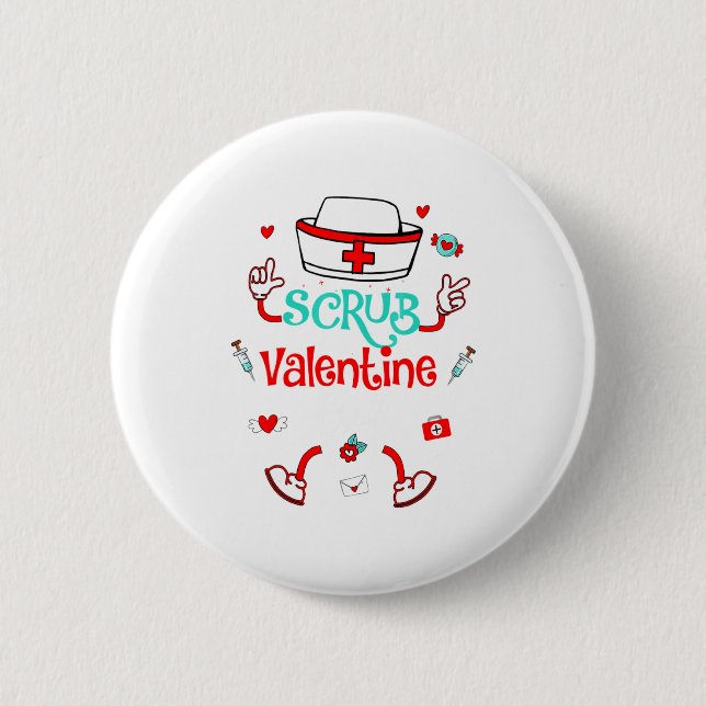 Macaron Rond 5 Cm Funny Scrub Valentines Day Nurse Crew Family Group (Devant)