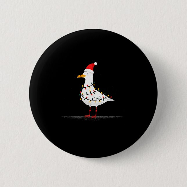 Macaron Rond 5 Cm Funny Seagull Christmas Graphics Animal Lights Lov (Devant)