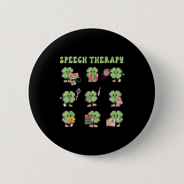 Macaron Rond 5 Cm Funny Shamrock Speech Therapy St Patrick's Day Slp (Devant)