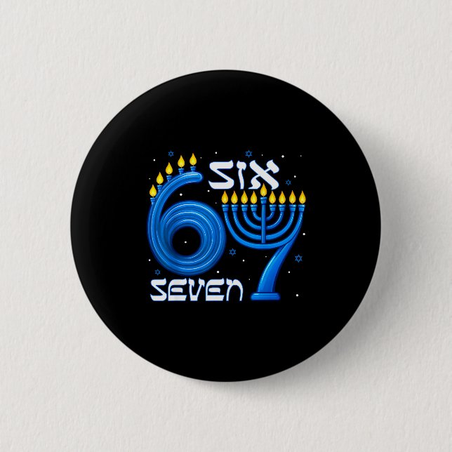 Macaron Rond 5 Cm Funny Six Seven 67 Meme Sarcastic Hanukkah Chanuka (Devant)