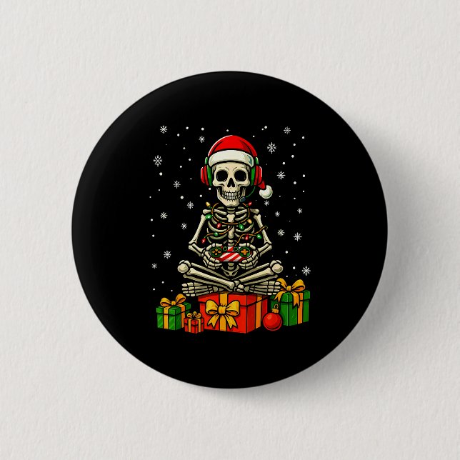 Macaron Rond 5 Cm Funny Skeleton Game Controller Xmas Lights Men Wom (Devant)
