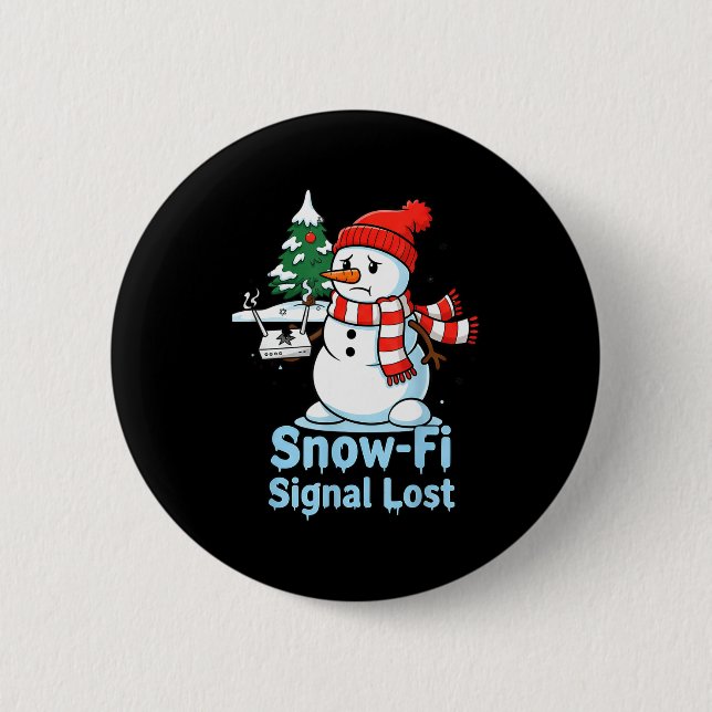 Macaron Rond 5 Cm Funny Snow-fi Signal Lost Snowman Christmas Design (Devant)
