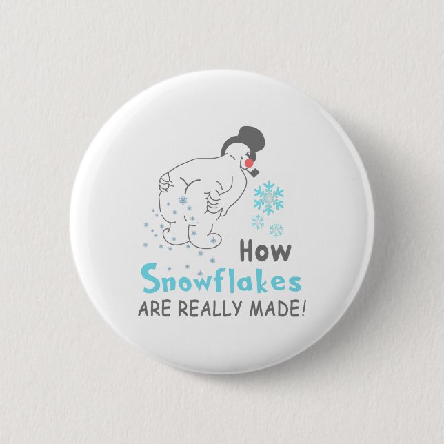 Macaron Rond 5 Cm Funny Snow How Snowflakes Are Really Made  (Devant)