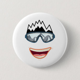 Macaron Rond 5 Cm Funny Snowboard Snowboard Ski Visage Funny Ski