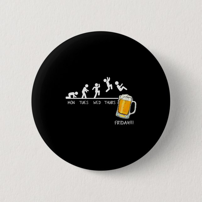 Macaron Rond 5 Cm Funny Stickman Jumping Beer Days Of Week Friday Dr (Devant)