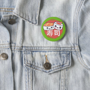 Macaron Rond 5 Cm Funny Sushi Cartoon Design
