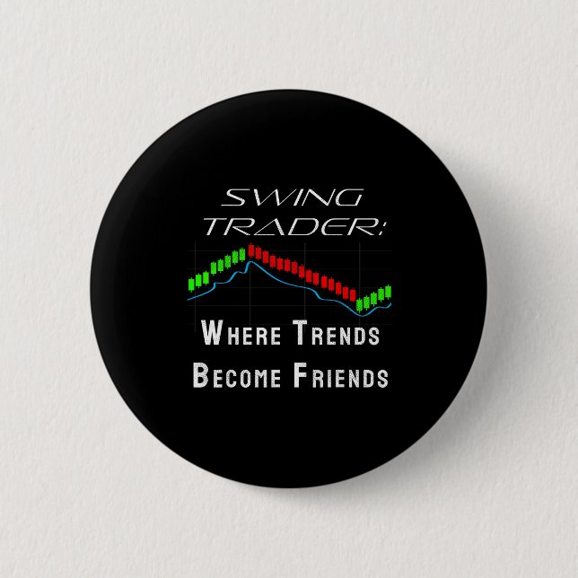 Macaron Rond 5 Cm Funny Swing Trader Trading Stock Market  (Devant)