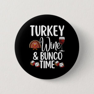 Macaron Rond 5 Cm Funny Thanksgiving Fall Humour Turquie Vin et Bunc