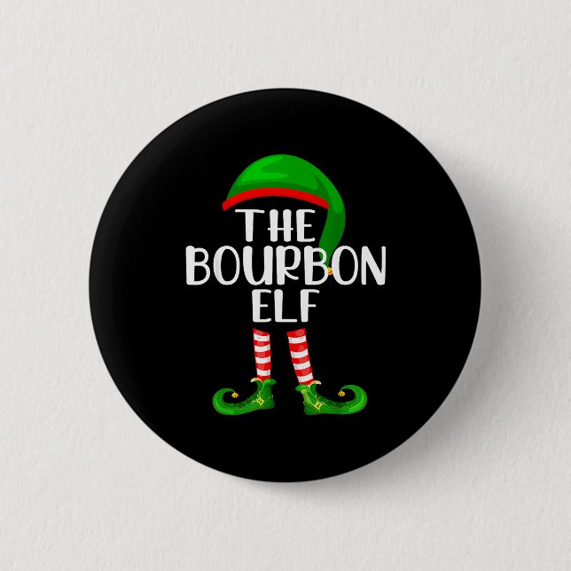 Macaron Rond 5 Cm Funny The Bourbon Elf Matching Family Christmas  (Devant)
