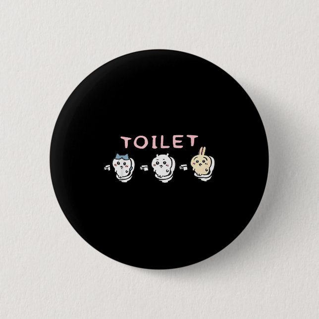 Macaron Rond 5 Cm Funny Toilet Time Chikawa Meme  (Devant)